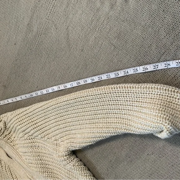 Chunky Knit Beige Long Sleeve Cardigan - Picture 14 of 16